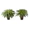 23" Artificial Boston Fern Plant with Tapered Bronze Square Metal Planter